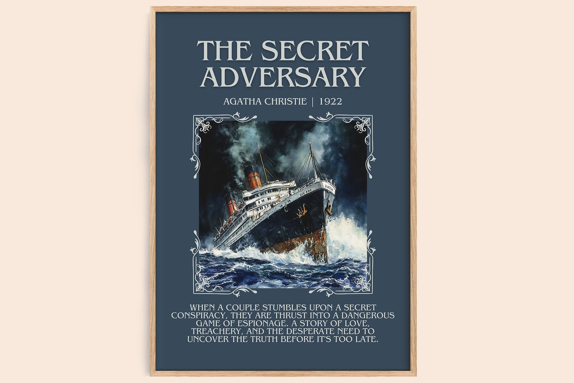 The Secret Adversary minimalist book poster by Agatha Christie – framed literary art print