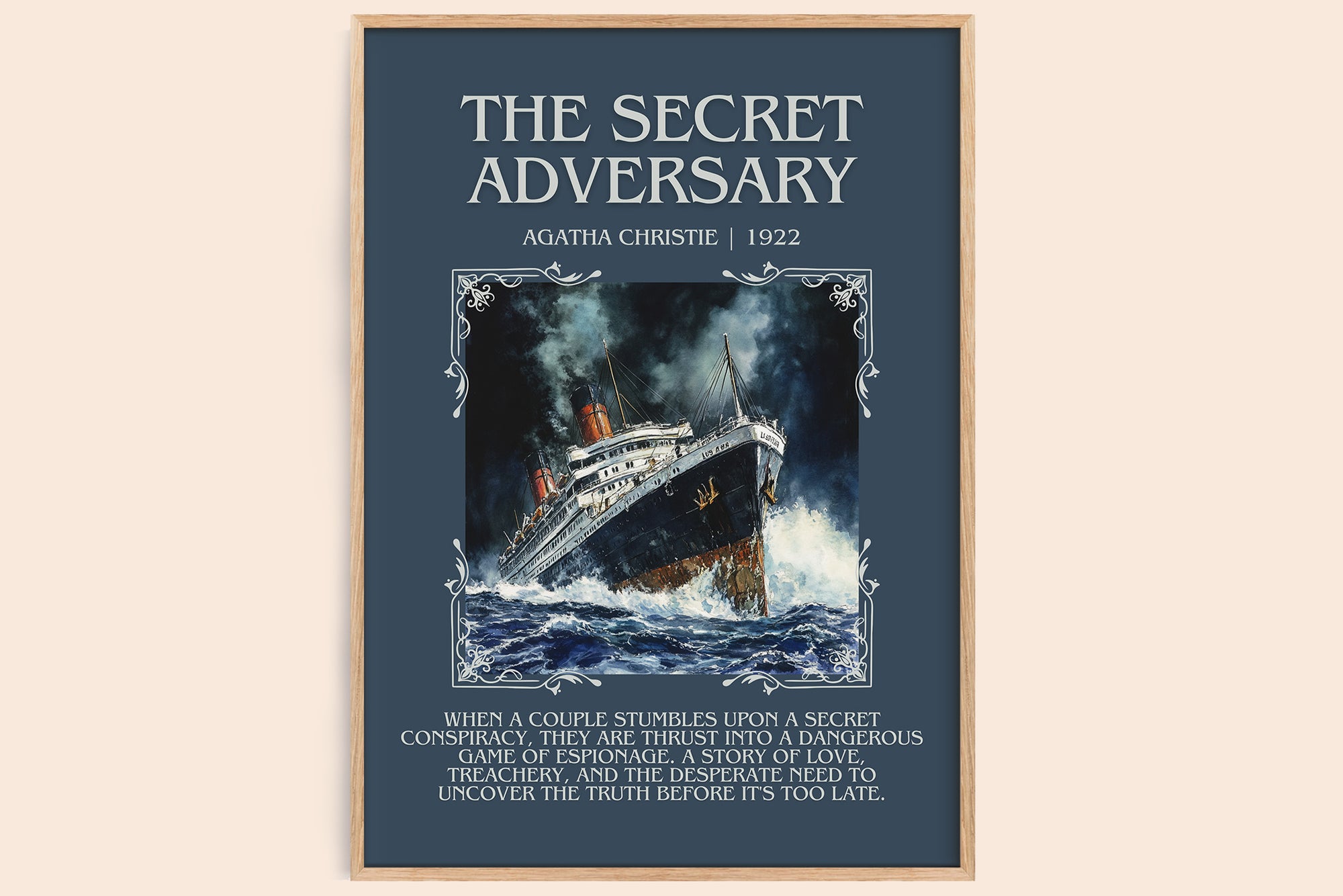 The Secret Adversary minimalist book poster by Agatha Christie – framed literary art print