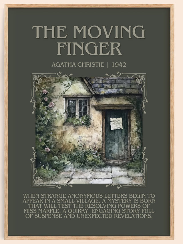 The Moving Finger Minimalist Book Poster by Agatha Christie