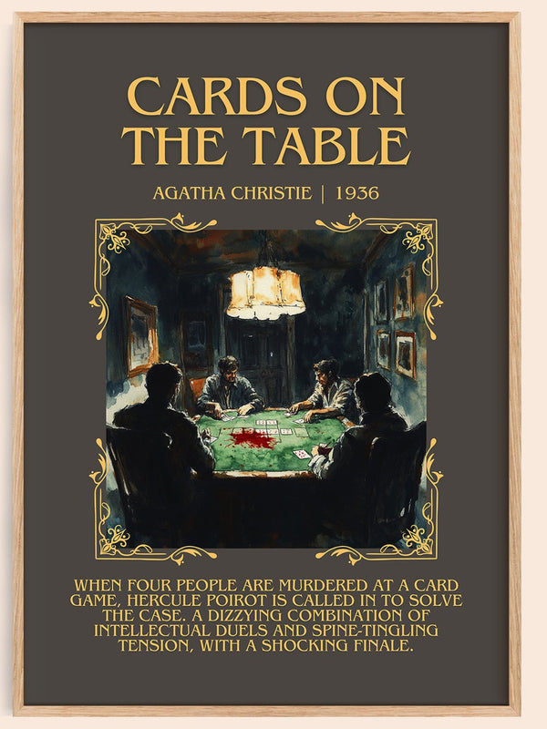 Cards on the Table minimalist book poster by Agatha Christie – framed literary art print
