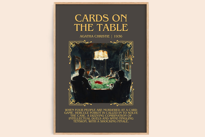 Cards on the Table minimalist book poster by Agatha Christie – framed literary art print