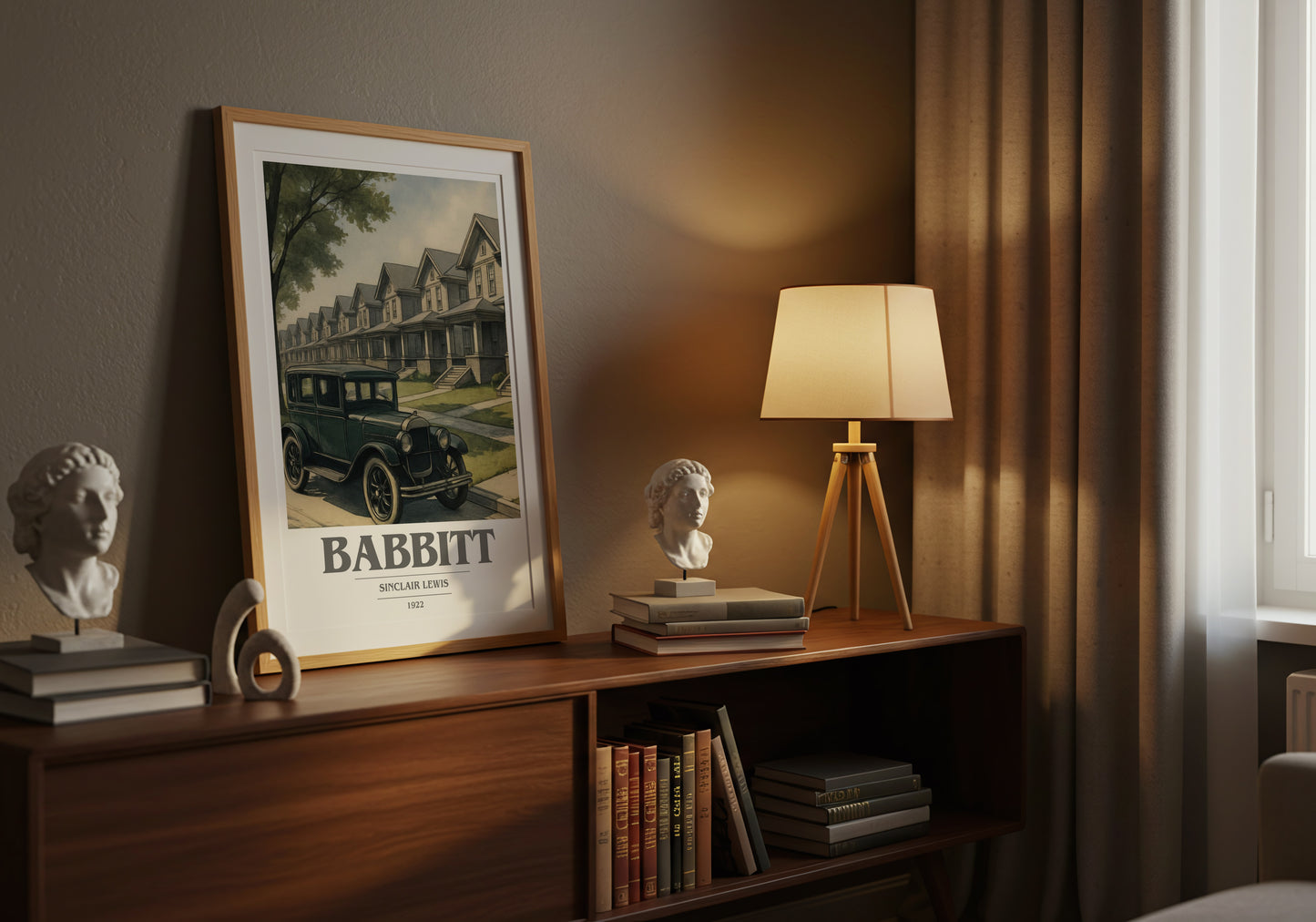 Babbitt book cover book poster framed on wall – satire wall art