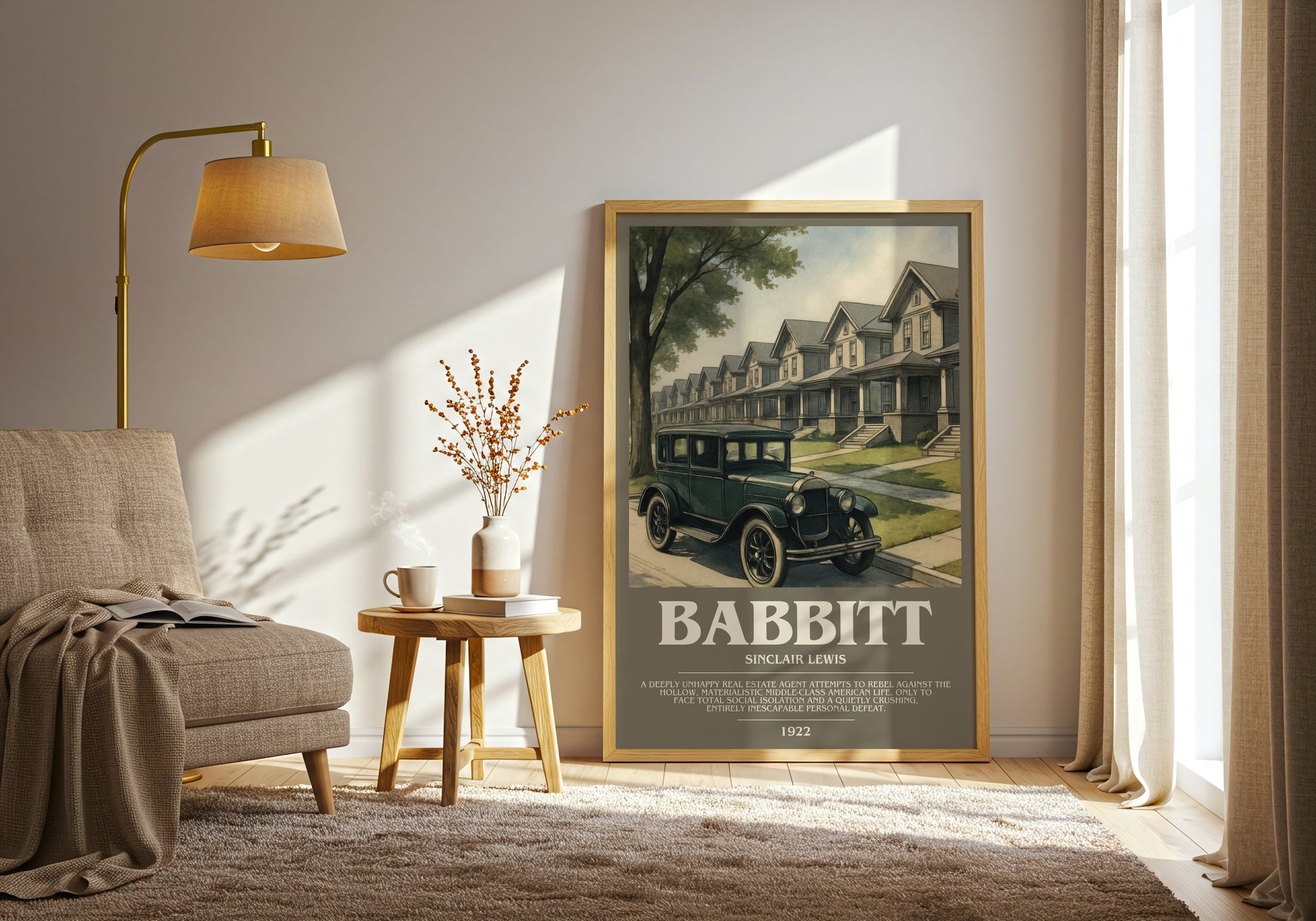 Babbitt bookish print on bookshelf – Sinclair Lewis fan gift