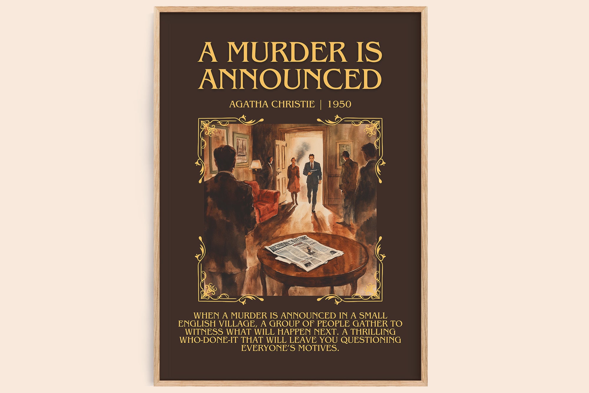 A Murder is Announced minimalist book poster by Agatha Christie – framed literary art print