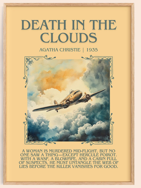 Death in the Clouds minimalist book poster by Agatha Christie – framed literary art print