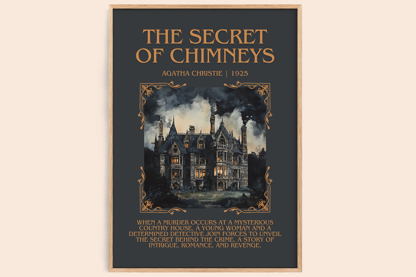 The Secret of Chimneys minimalist book poster by Agatha Christie – framed literary art print