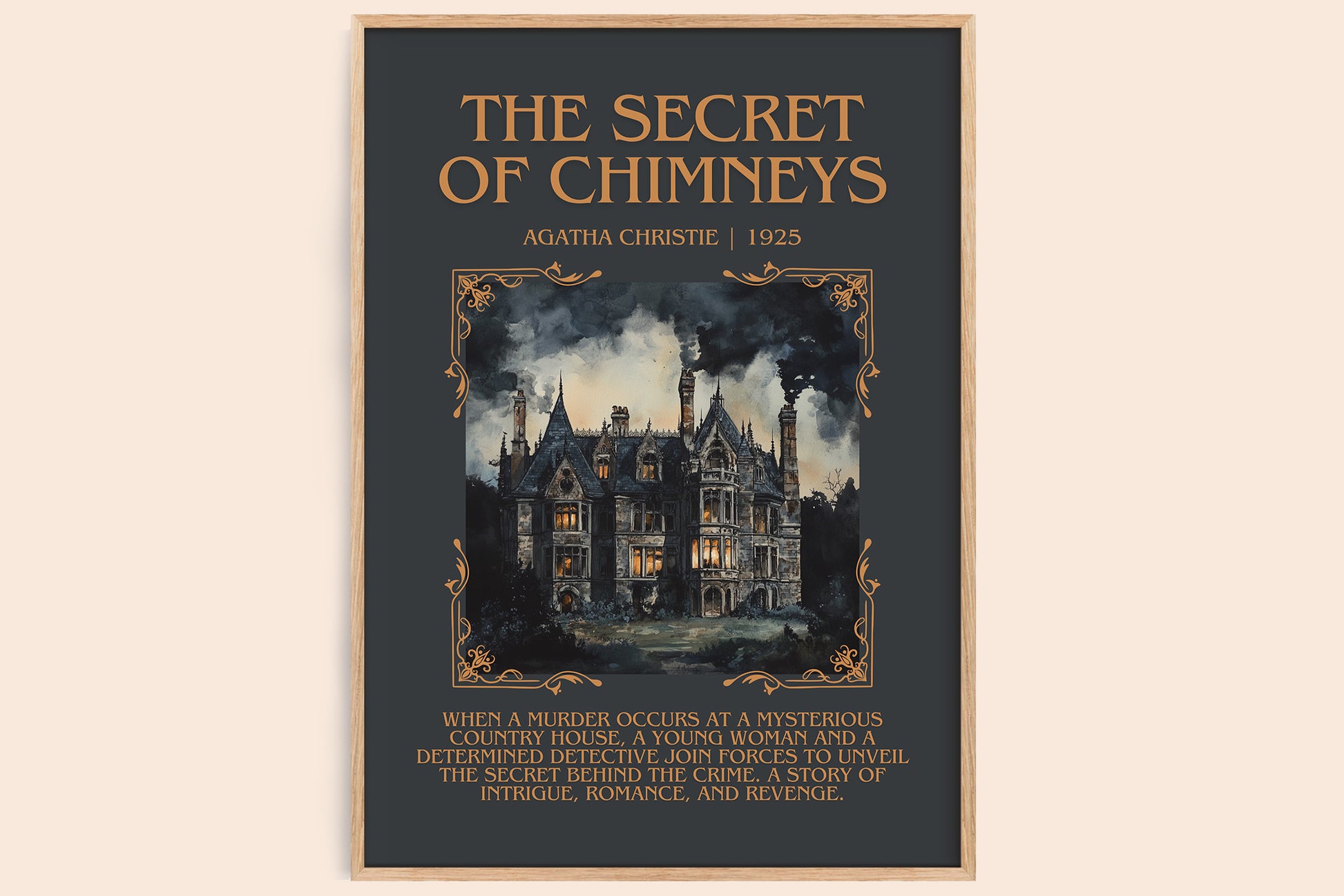The Secret of Chimneys minimalist book poster by Agatha Christie – framed literary art print