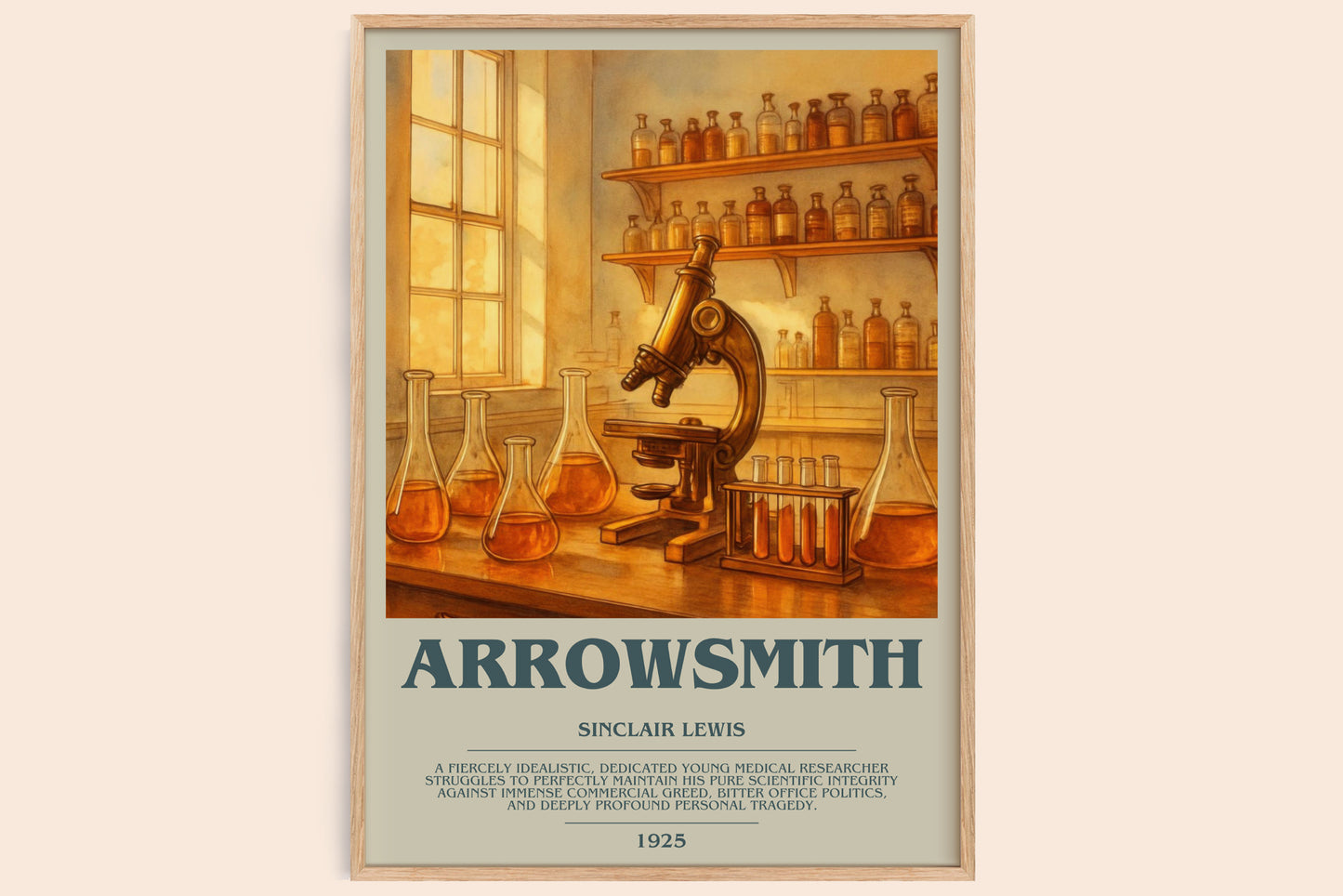 Arrowsmith bookish book poster by Sinclair Lewis – framed literary art print