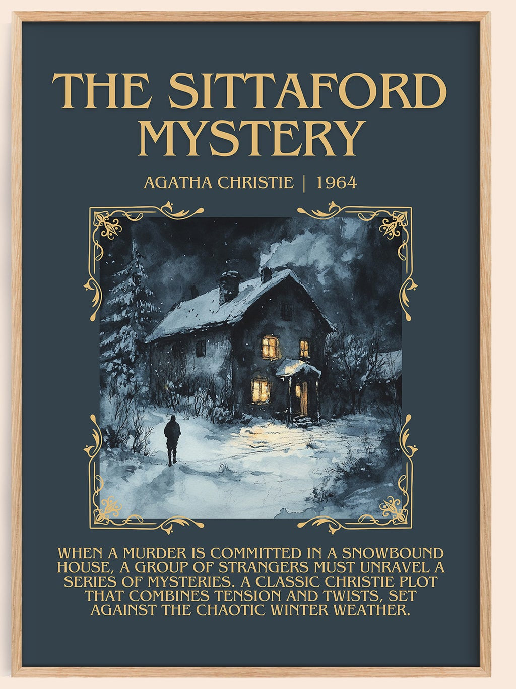 The Sittaford Mystery minimalist book poster by Agatha Christie – framed literary art print