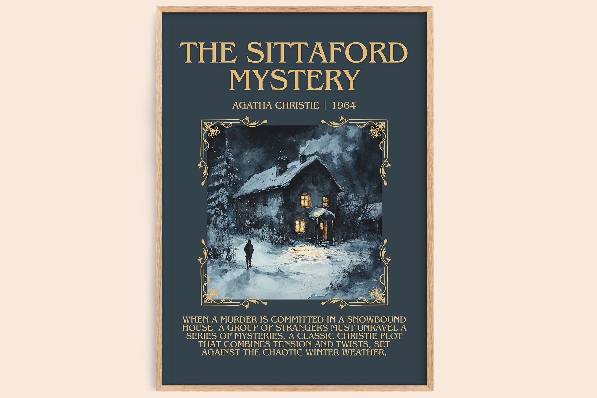 The Sittaford Mystery minimalist book poster by Agatha Christie – framed literary art print