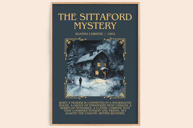 The Sittaford Mystery minimalist book poster by Agatha Christie – framed literary art print