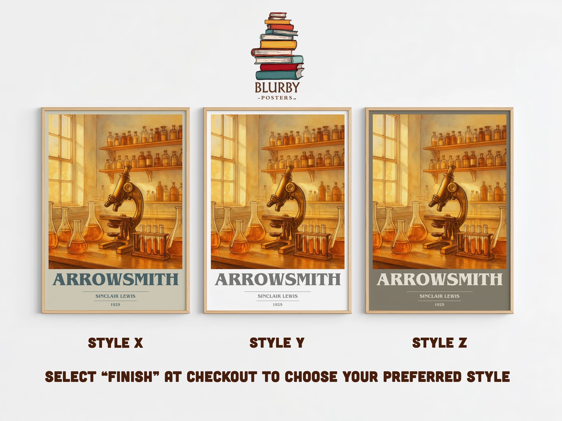Arrowsmith book cover print in frame leaning in hallway – satire wall art