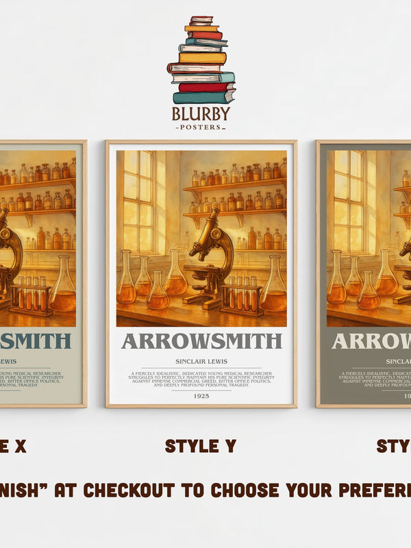 Arrowsmith bookish print in frame leaning in hallway – satire wall art
