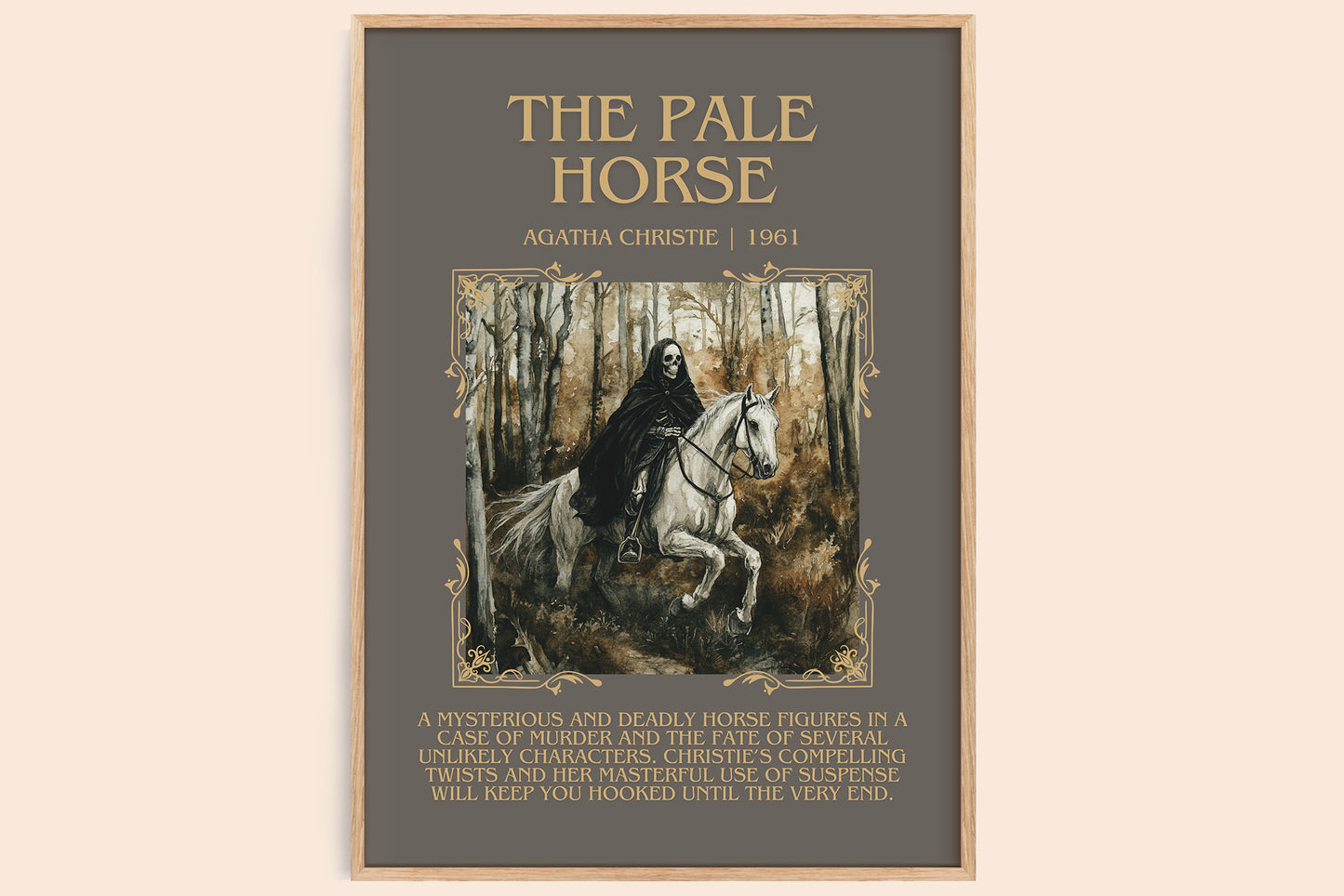 The Pale Horse minimalist book poster by Agatha Christie – framed literary art print