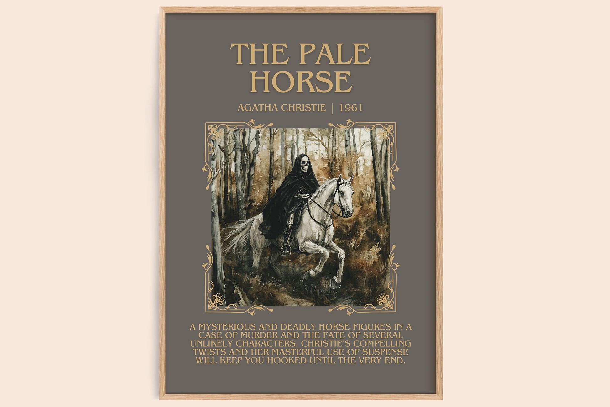 The Pale Horse minimalist book poster by Agatha Christie – framed literary art print