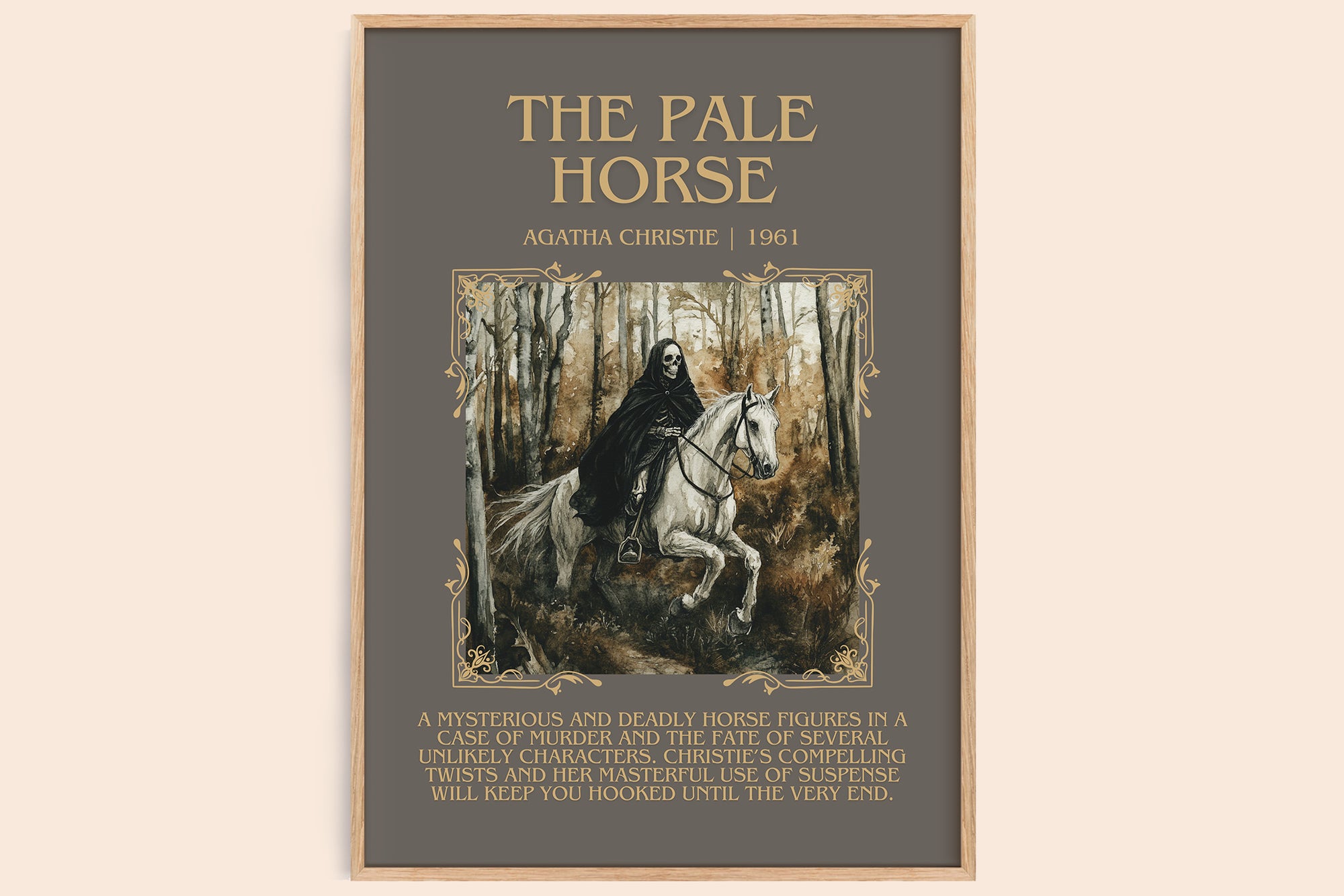 The Pale Horse minimalist book poster by Agatha Christie – framed literary art print