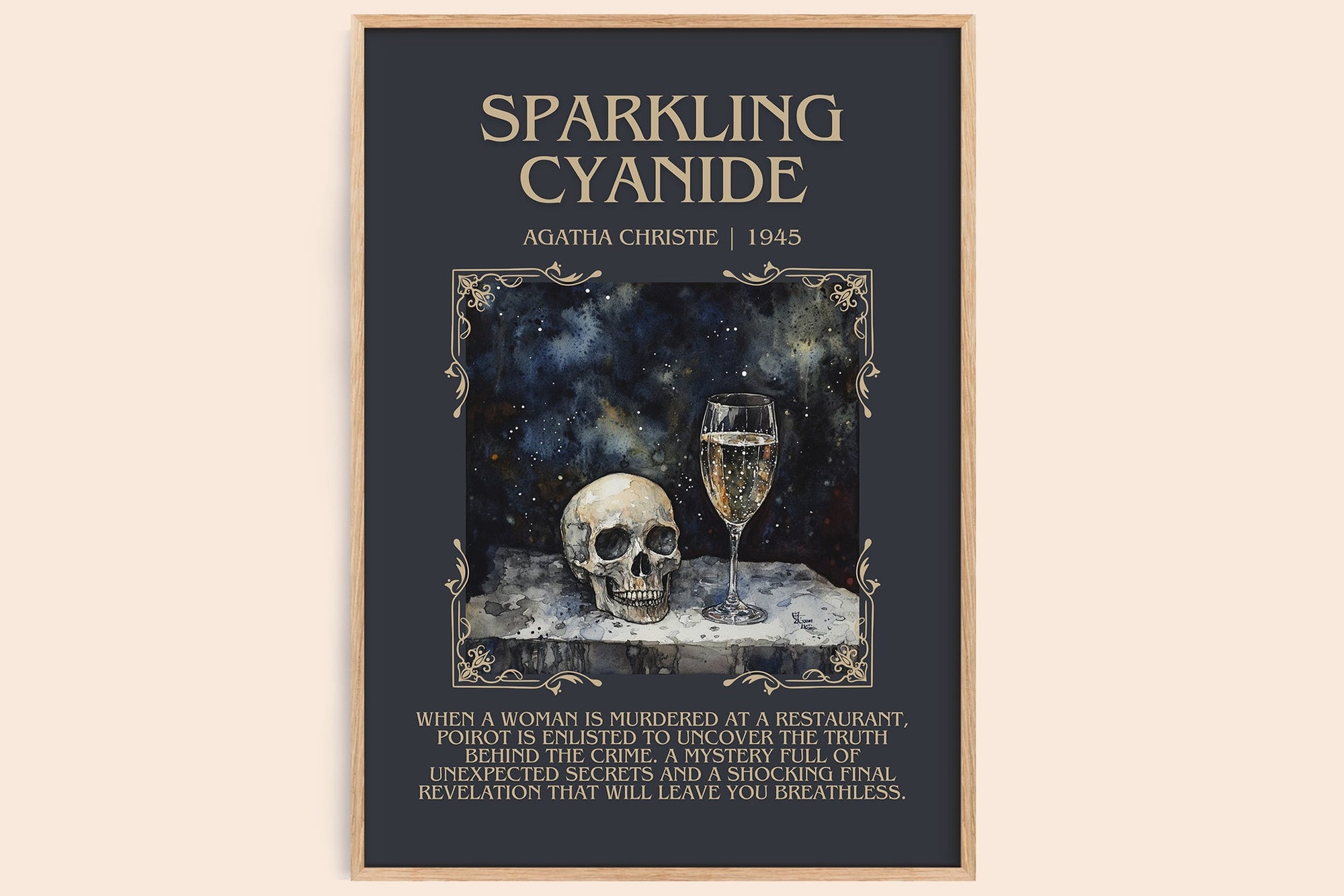 Sparkling Cyanide minimalist book poster by Agatha Christie – framed literary art print