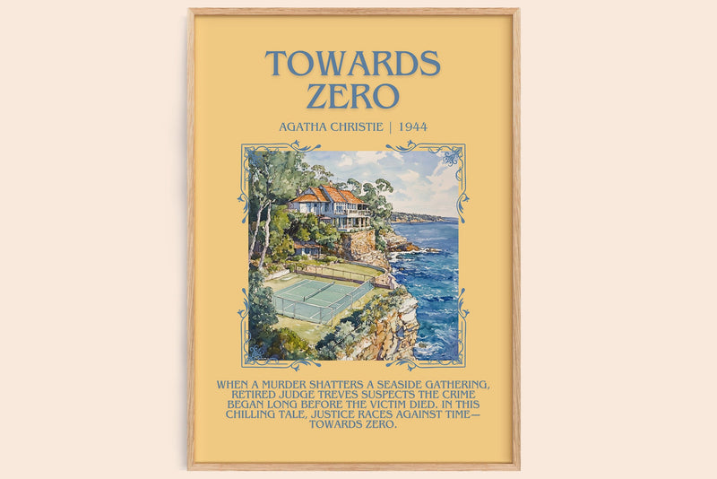 Towards Zero minimalist book poster by Agatha Christie – framed literary art print