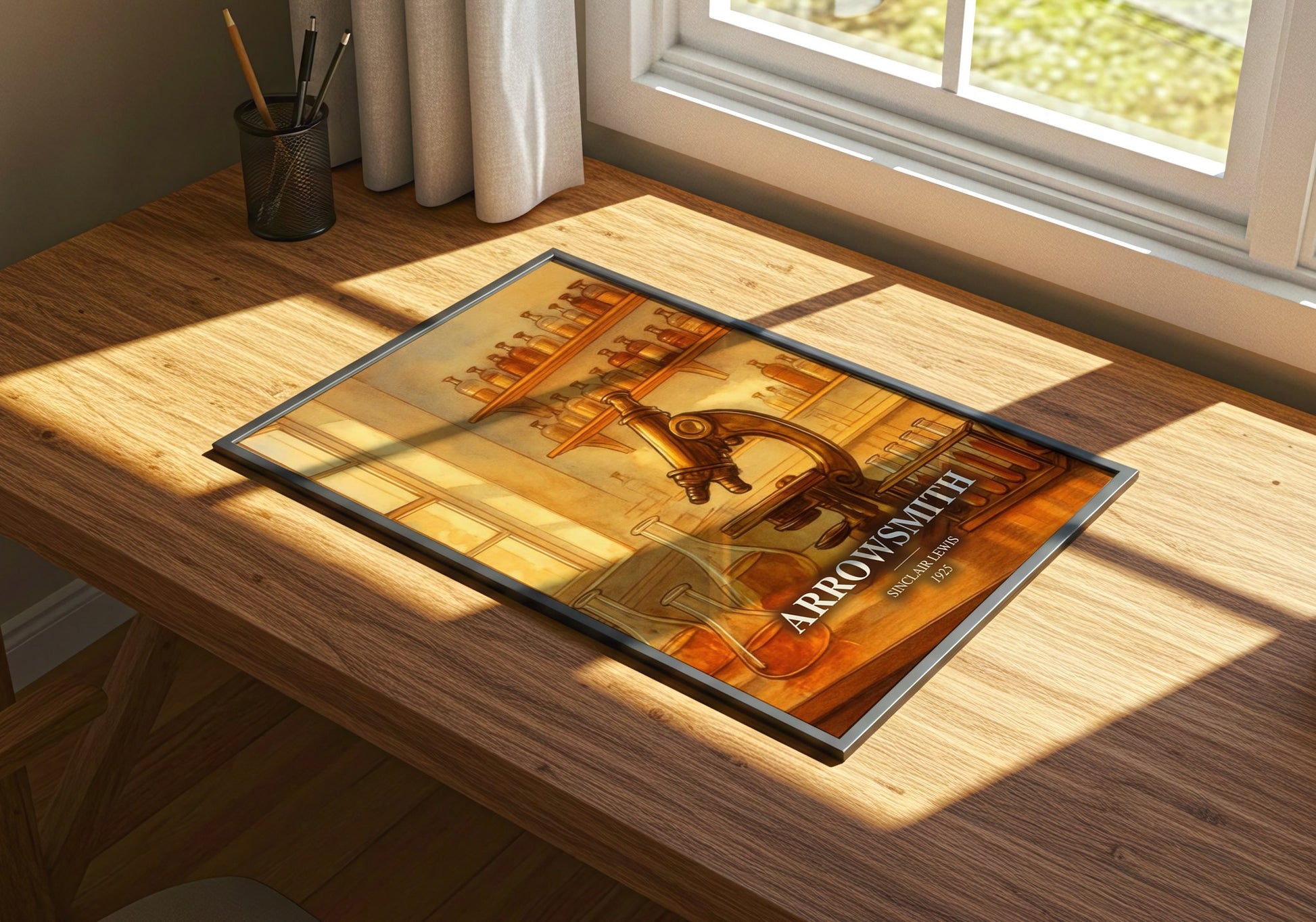 Arrowsmith watercolour book poster framed on wall – satire wall art