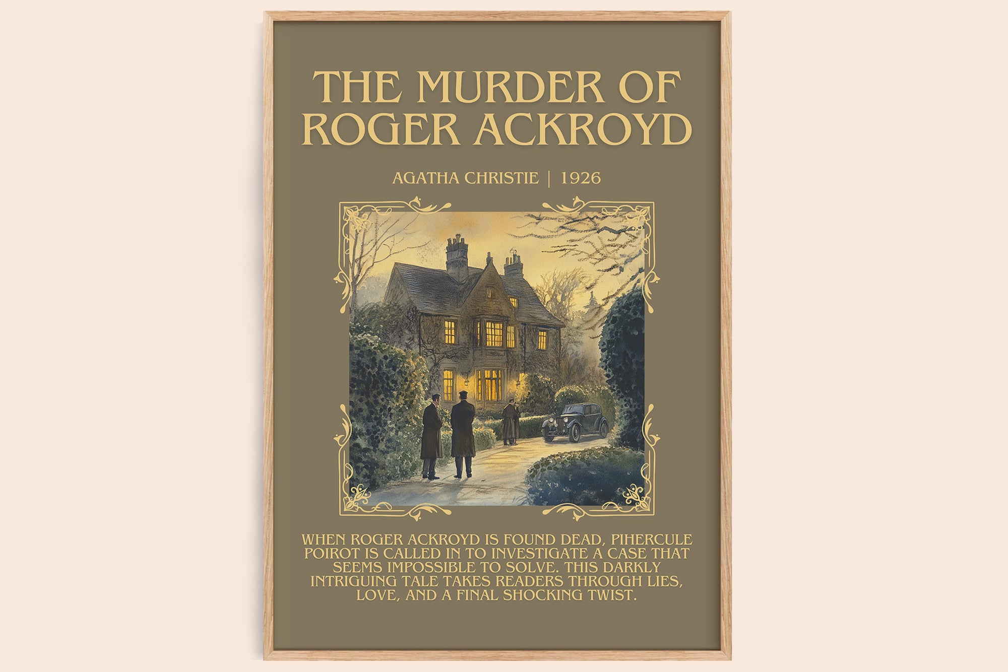 The Murder of Roger Ackroyd minimalist book poster by Agatha Christie – framed literary art print