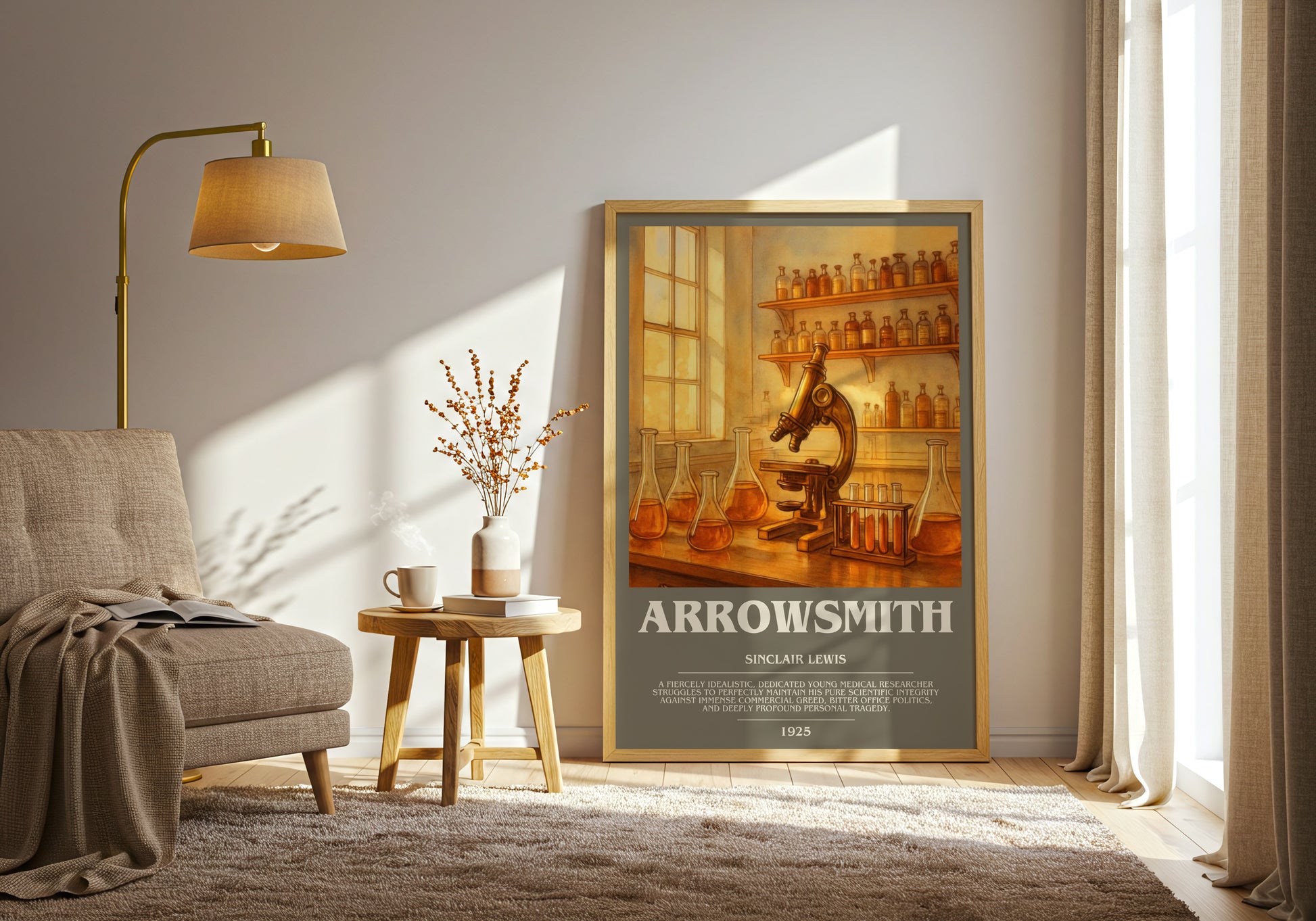 Arrowsmith bookish print on bookshelf – Sinclair Lewis fan gift