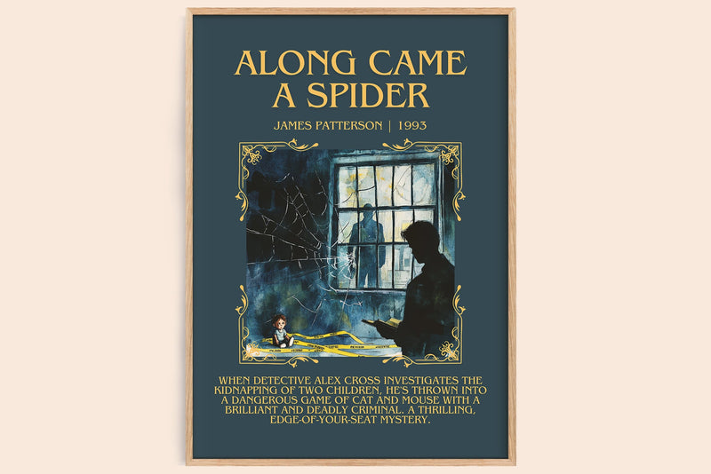 Along Came a Spider minimalist book poster by James Patterson – framed literary art print