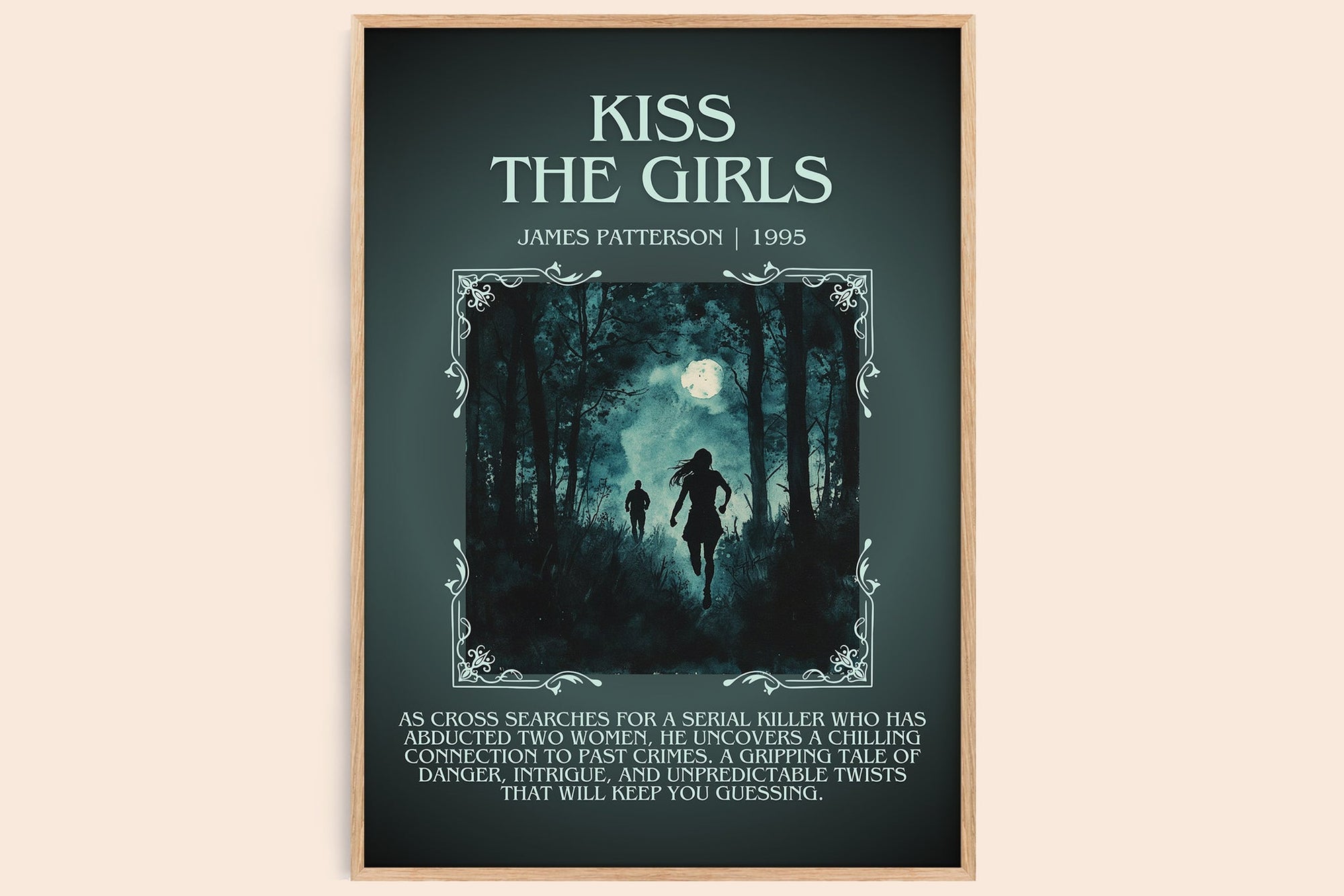 Kiss the Girls minimalist book poster by James Patterson – framed literary art print