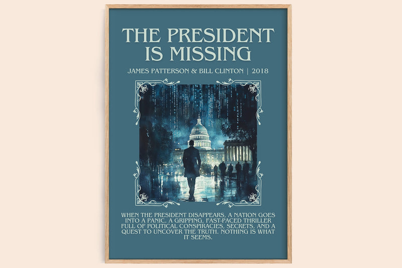 The President Is Missing minimalist book poster by James Patterson – framed literary art print