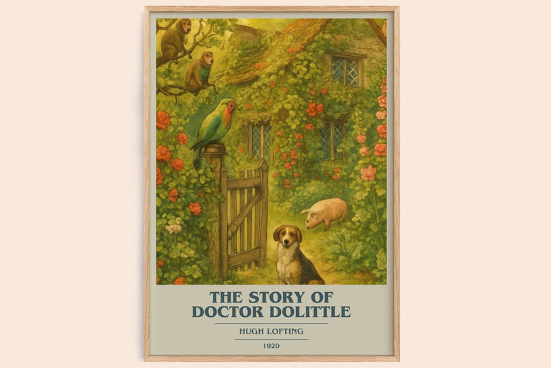 The Story Of Doctor Dolittle Book Cover Poster by Hugh Lofting (Modern Minimalist style)