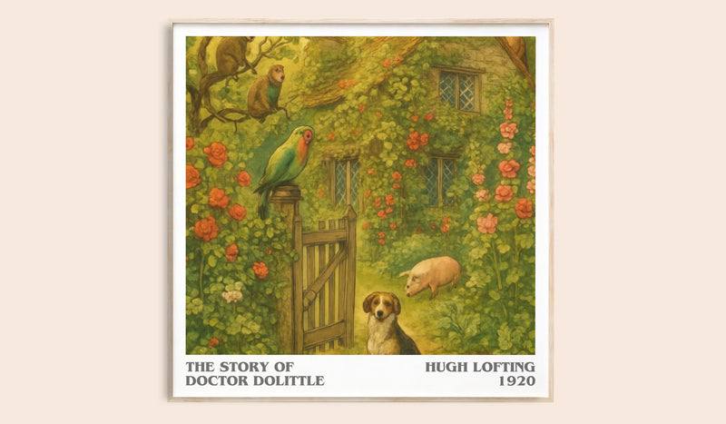 The Story Of Doctor Dolittle Literary Art Print by Hugh Lofting (Square style)