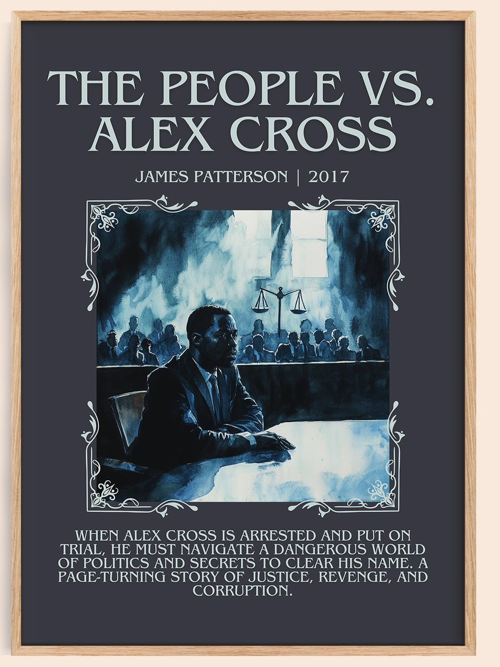 The People Vs. Alex Cross minimalist book poster by James Patterson – framed literary art print