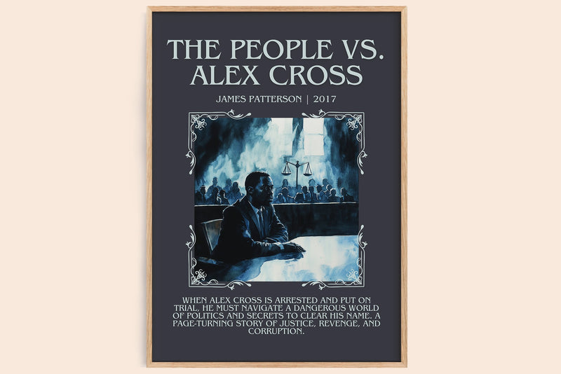 The People Vs. Alex Cross minimalist book poster by James Patterson – framed literary art print