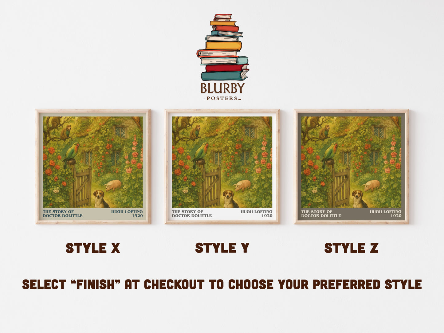 The Story Of Doctor Dolittle literary print in frame leaning in hallway – childrens wall art