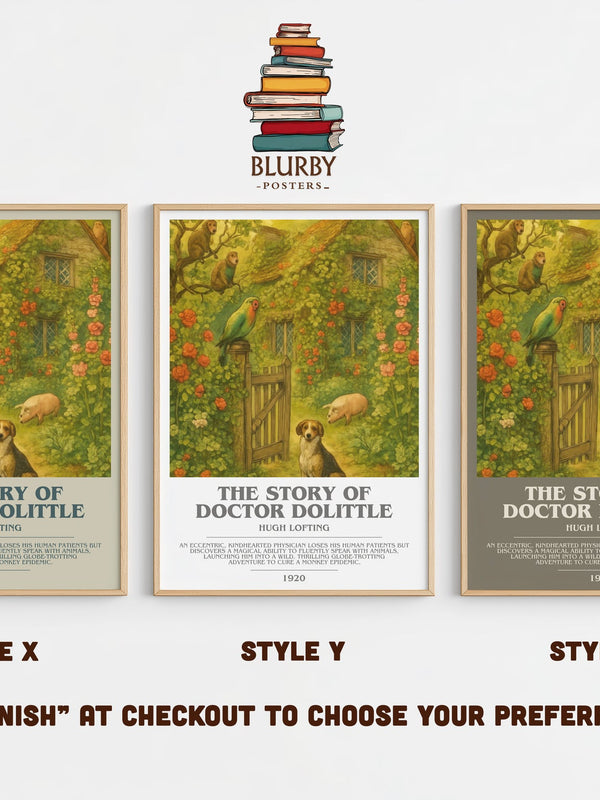 The Story Of Doctor Dolittle bookish print in frame leaning in hallway – childrens wall art
