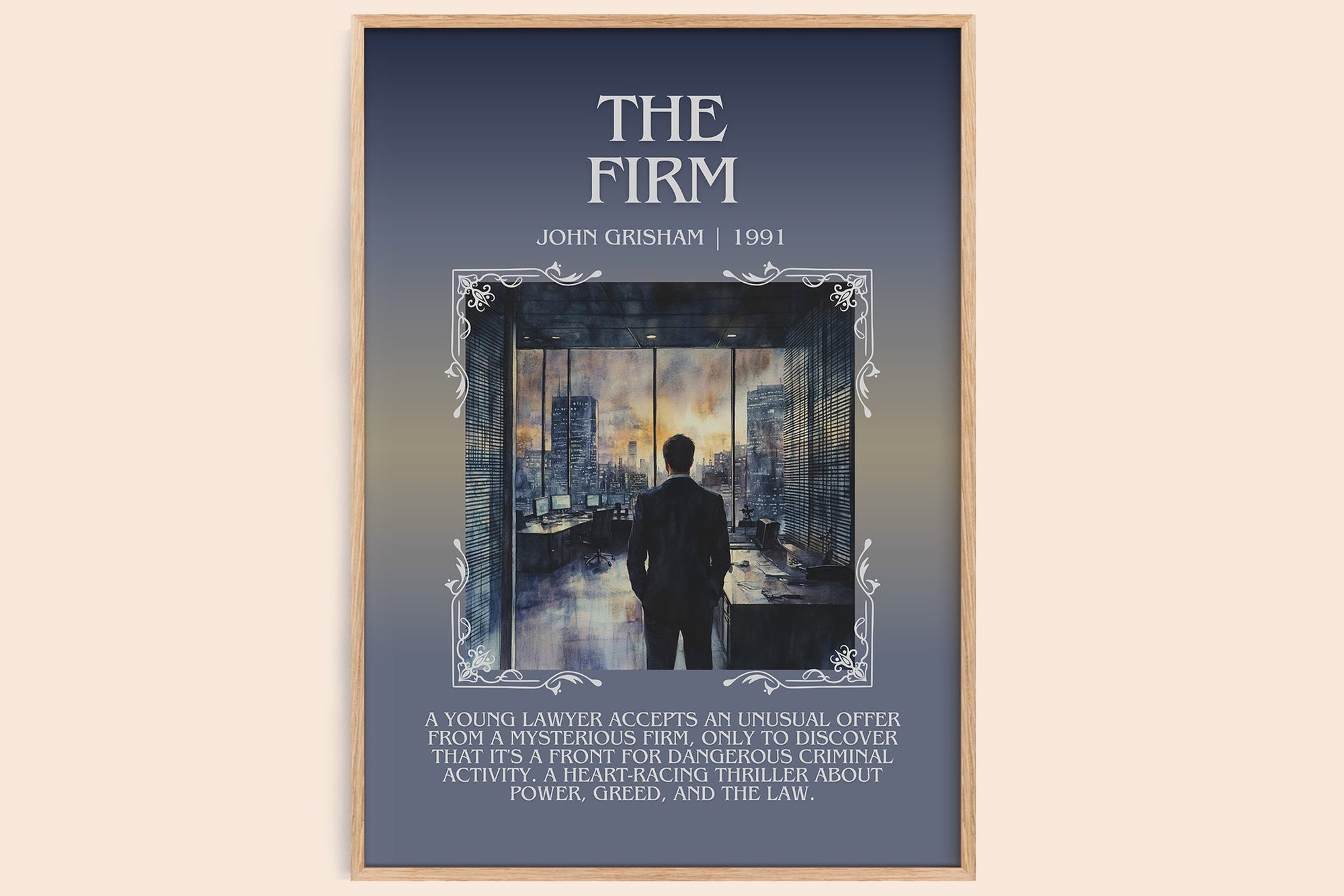 The Firm minimalist book poster by John Grisham – framed literary art print