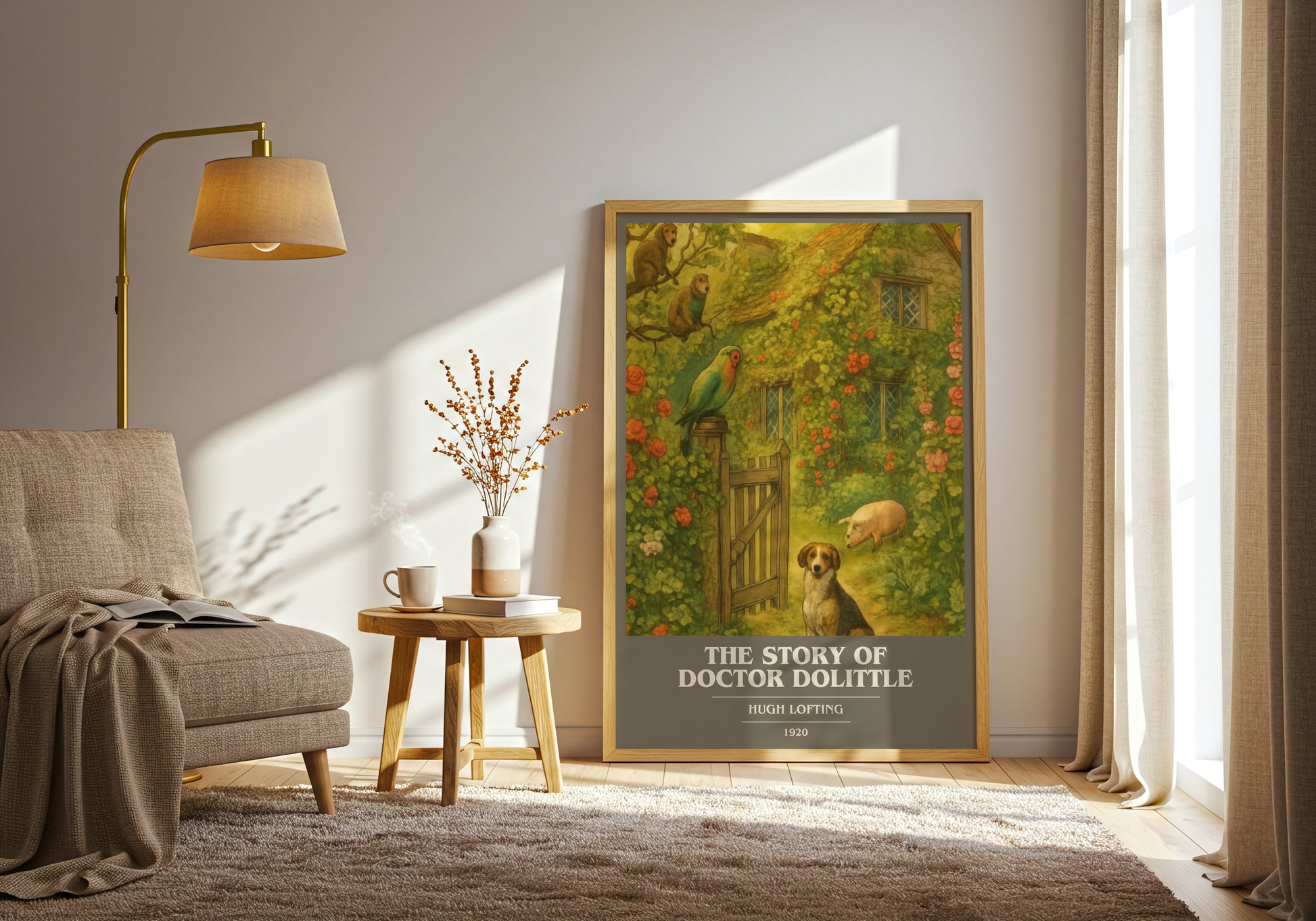 The Story Of Doctor Dolittle book cover print on bookshelf – Hugh Lofting fan gift