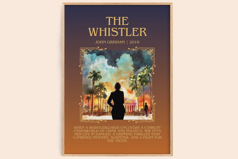 The Whistler minimalist book poster by John Grisham – framed literary art print
