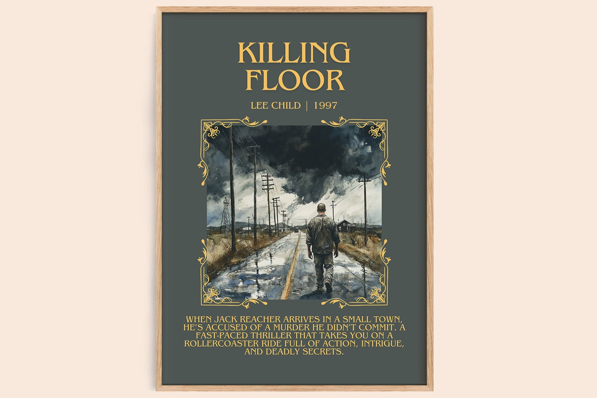 Killing Floor minimalist book poster by Lee Child – framed literary art print