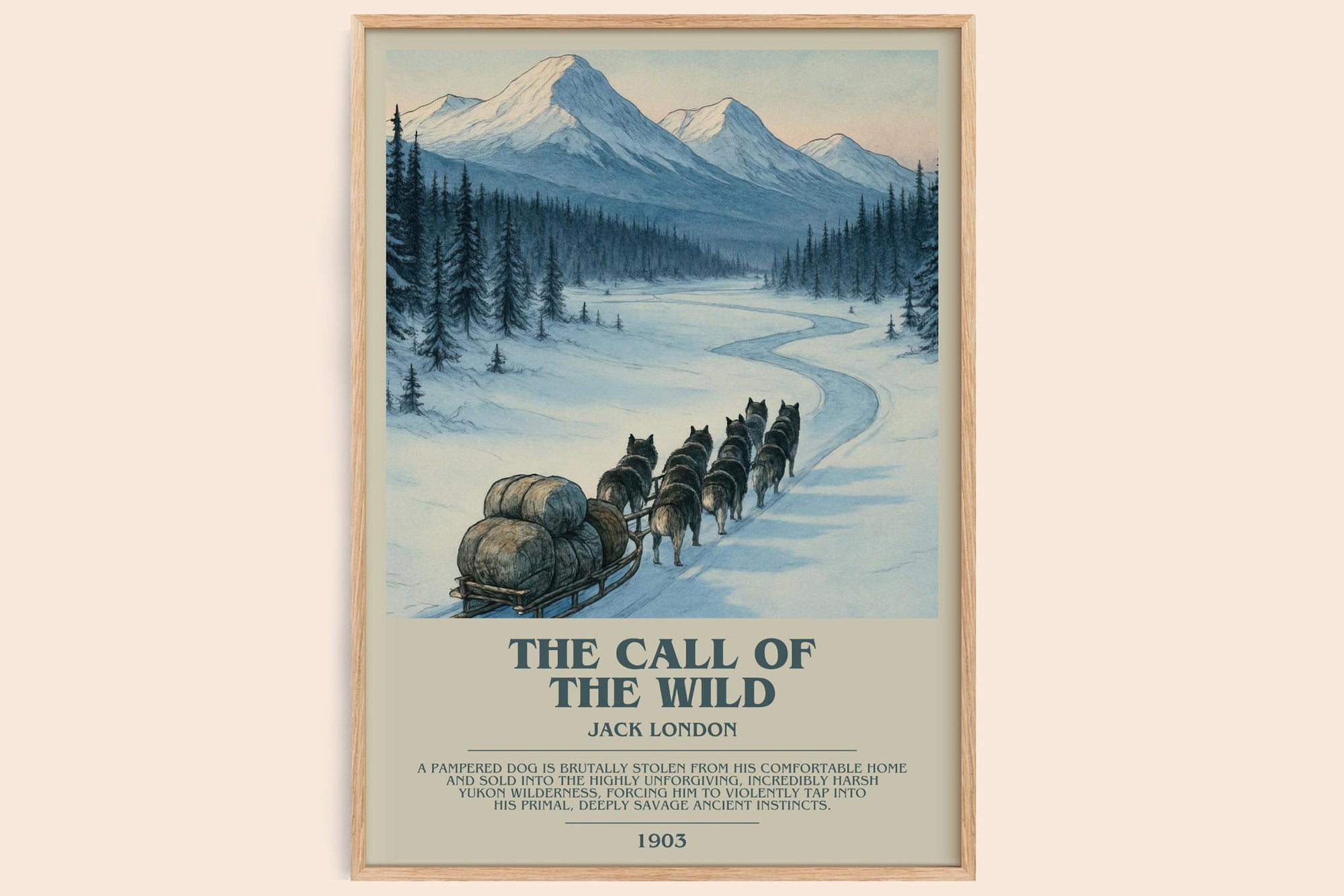 The Call Of The Wild bookish book poster by Jack London – framed literary art print