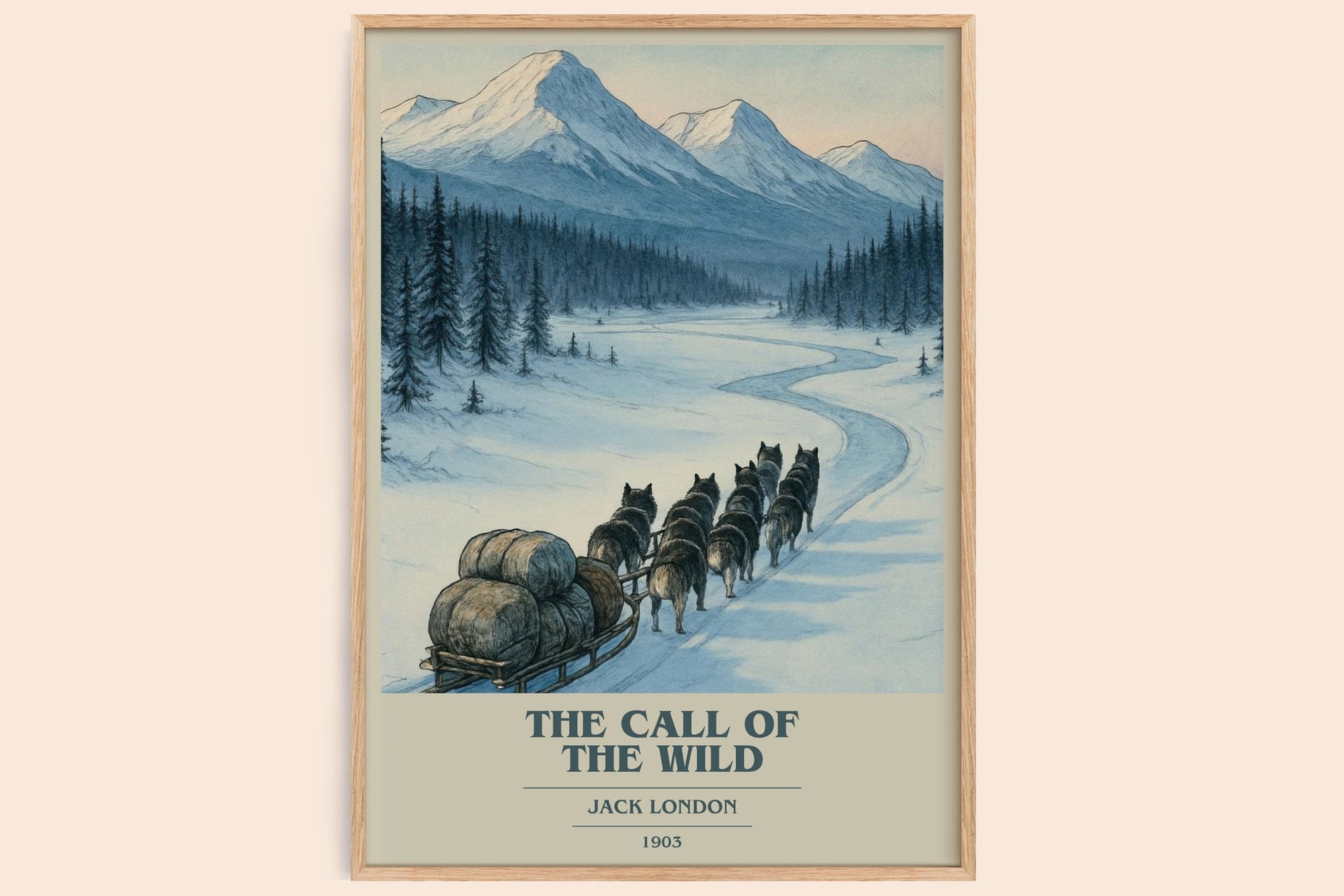 The Call Of The Wild book cover book poster by Jack London – framed literary art print