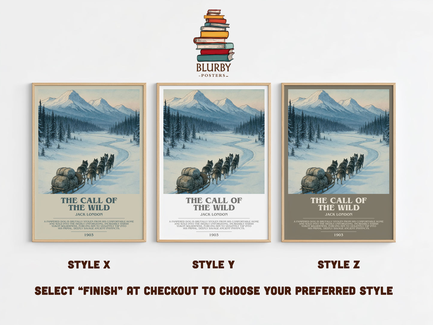 The Call Of The Wild bookish print in frame leaning in hallway – adventure wall art