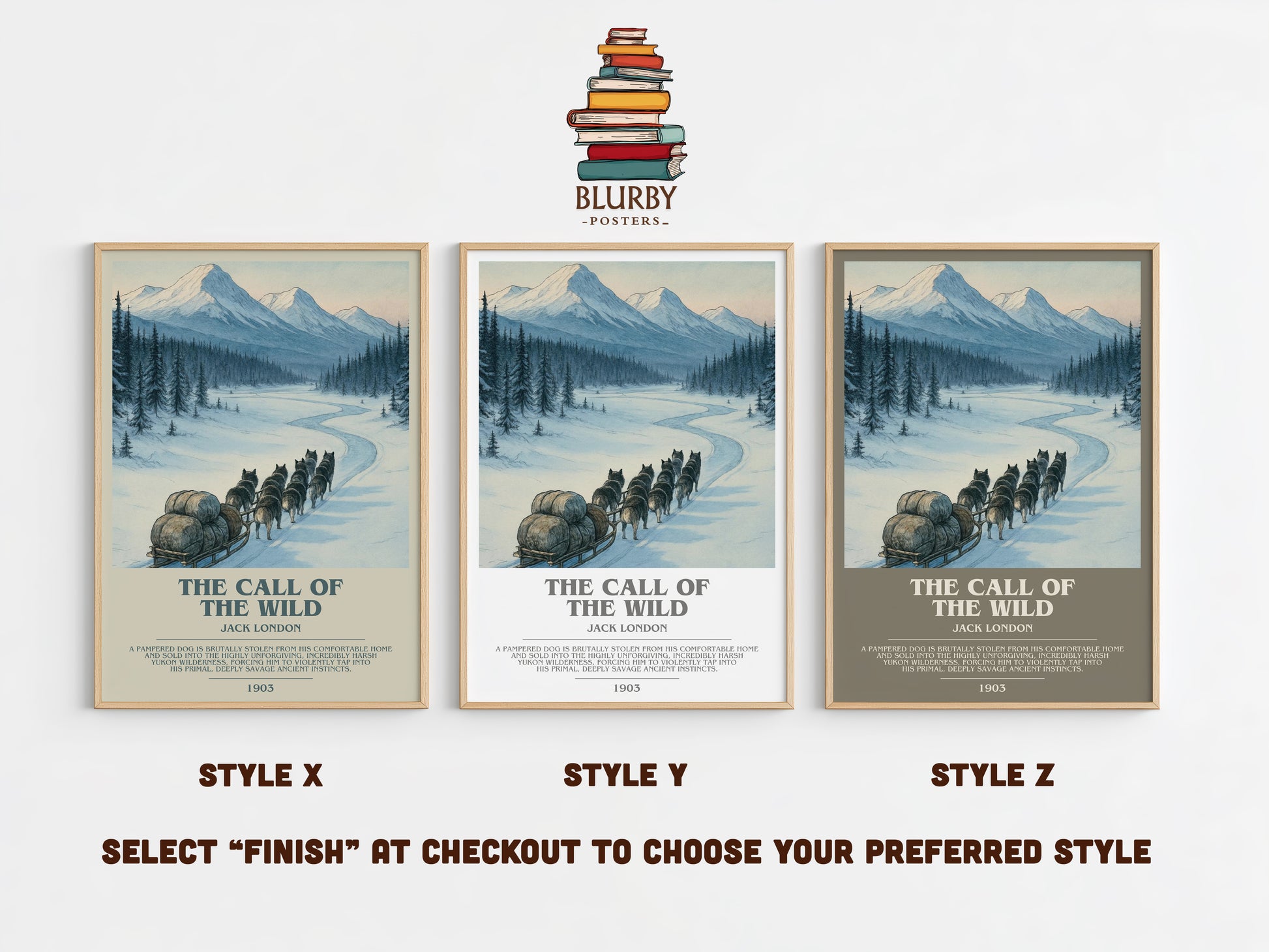 The Call Of The Wild bookish print in frame leaning in hallway – adventure wall art