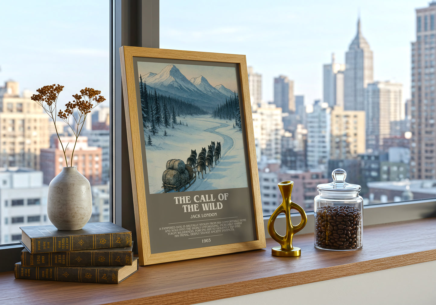 The Call Of The Wild bookish print framed by window – literary home decor