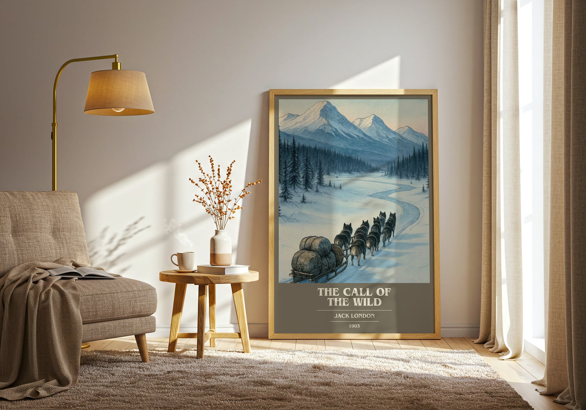 The Call Of The Wild book cover print on bookshelf – Jack London fan gift