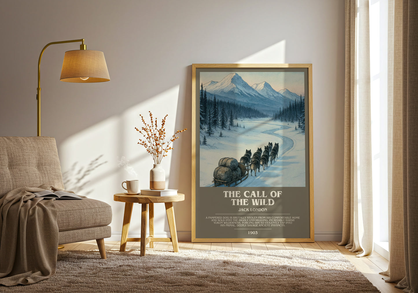 The Call Of The Wild bookish print on bookshelf – Jack London fan gift