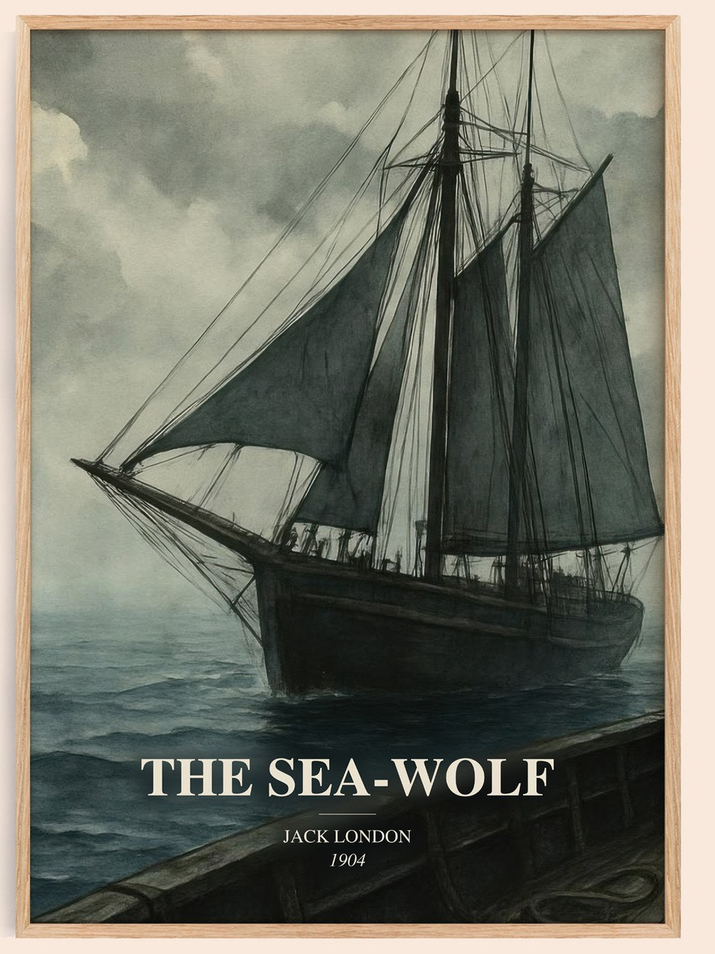 The Sea-Wolf watercolour book poster by Jack London – framed literary art print