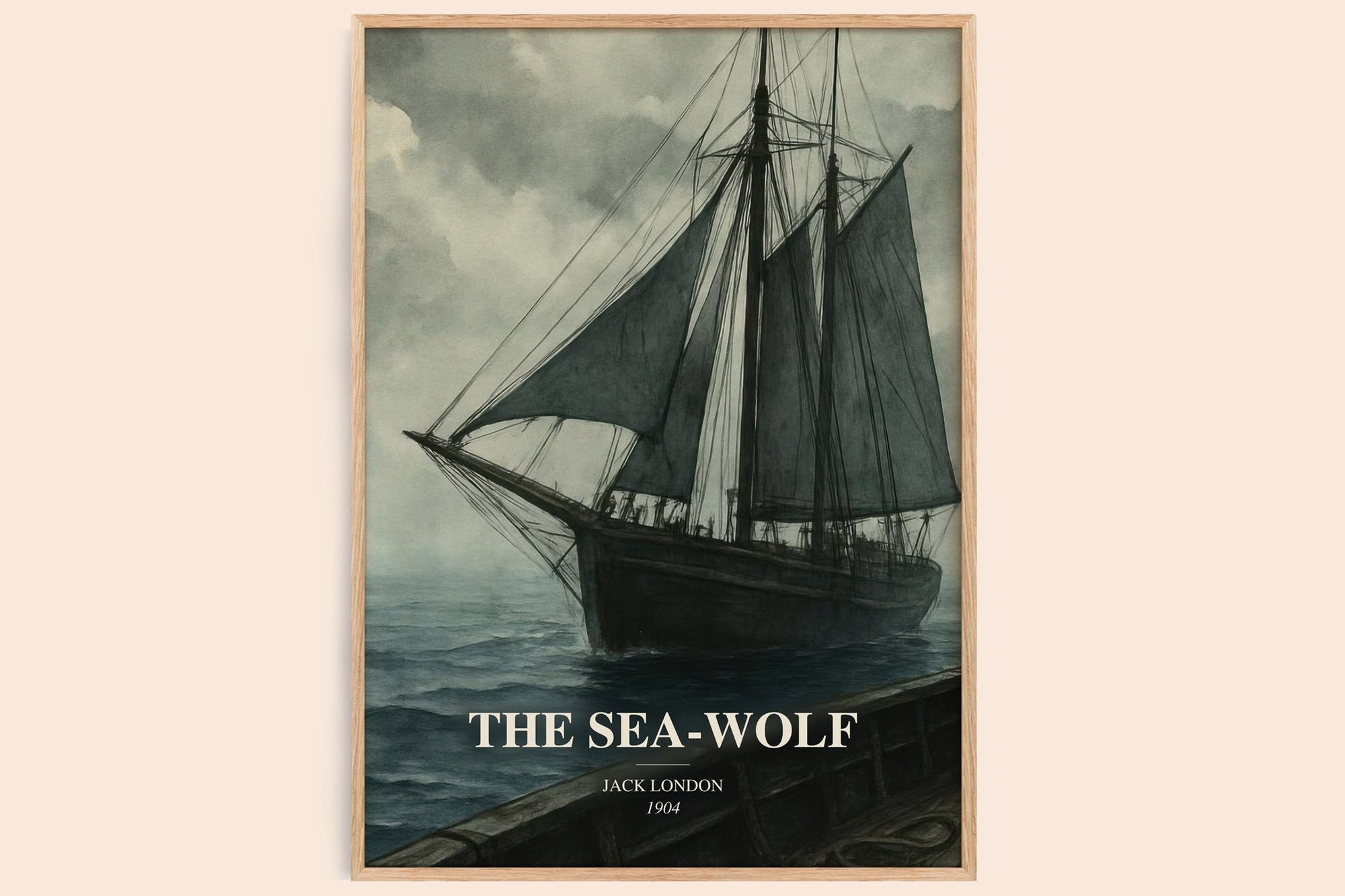 The Sea-Wolf watercolour book poster by Jack London – framed literary art print