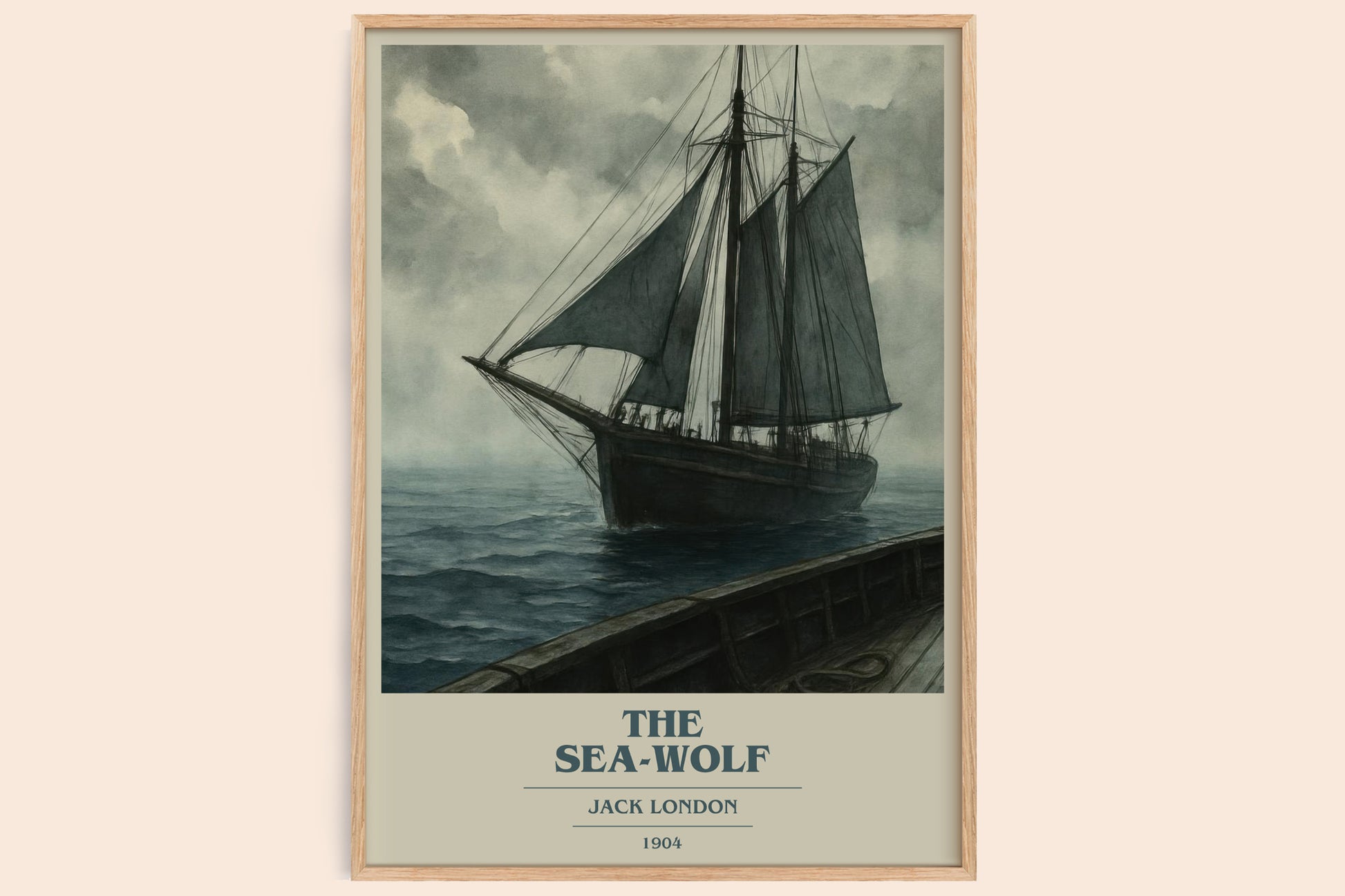 The Sea-Wolf book cover book poster by Jack London – framed literary art print