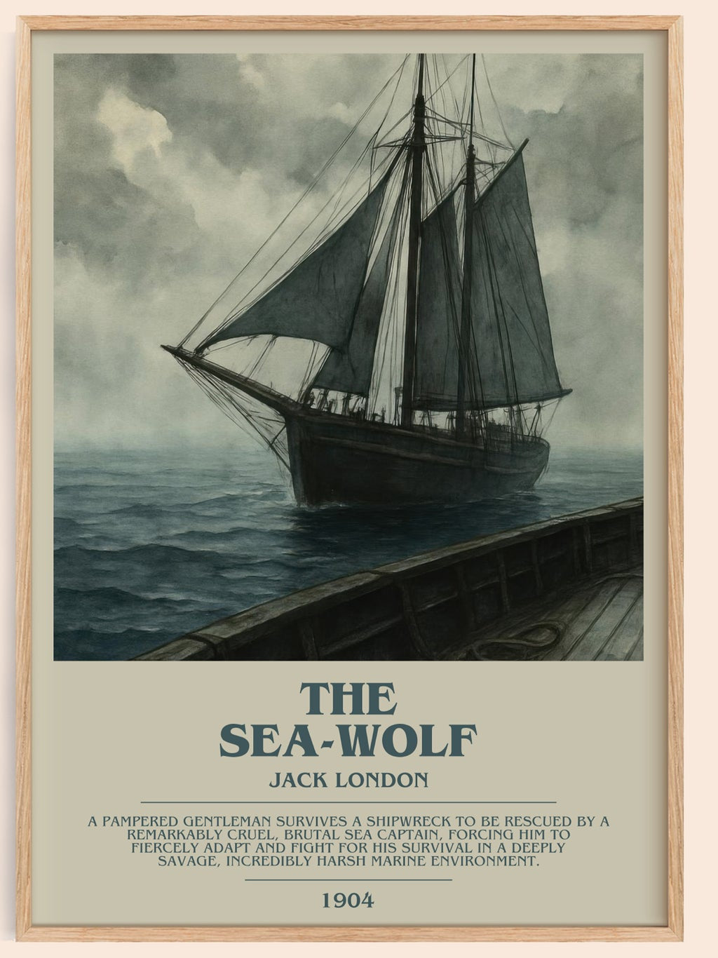 The Sea-Wolf bookish book poster by Jack London – framed literary art print
