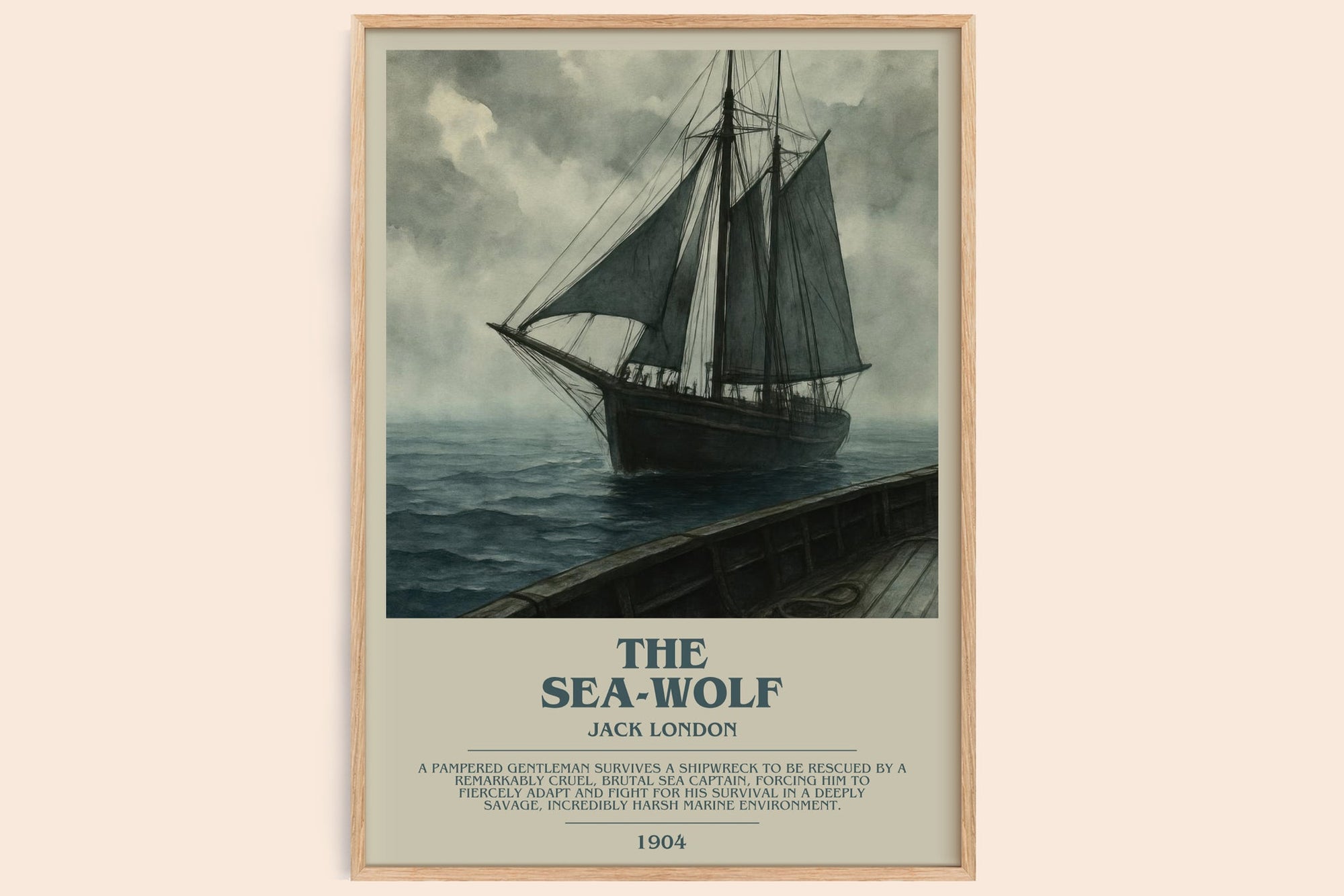 The Sea-Wolf bookish book poster by Jack London – framed literary art print